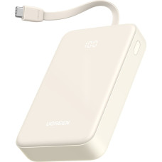 Ugreen Powerbank 20000mAh 22,5 W USB-C USB-A iebūvēts USB-C kabelis — balts