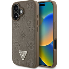 Case Guess Grained Hot Stamp Peony       Triangle Logo MagSafe for iPhone 16 brown