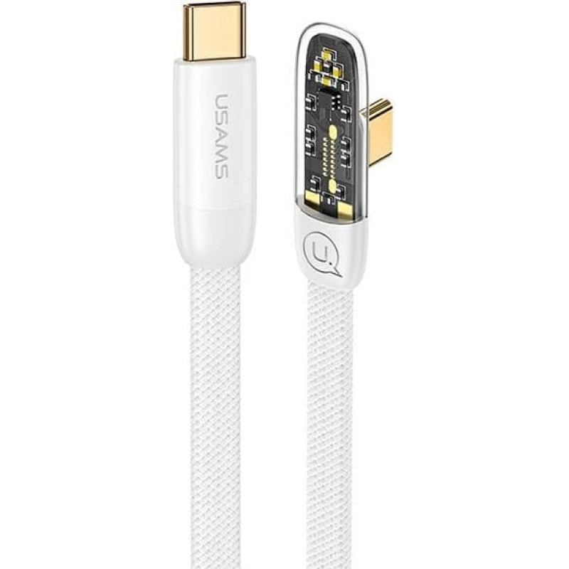 USAMS Kabel kątowy USB-C na USB-C PD 100W Fast Charging Iceflake Series 2m biały|white SJ587USB02 (US-SJ587)