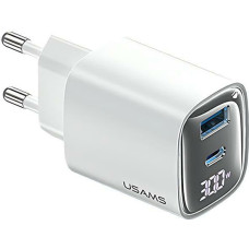USAMS Ład. siec. CC229 30W GaNUSB-C|USB-A Fast Charging XC Series biały|white CC229TC02