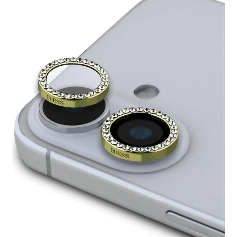 Guess Fixed Glliter Protective Lens for iPhone 16|16 Plus Gold