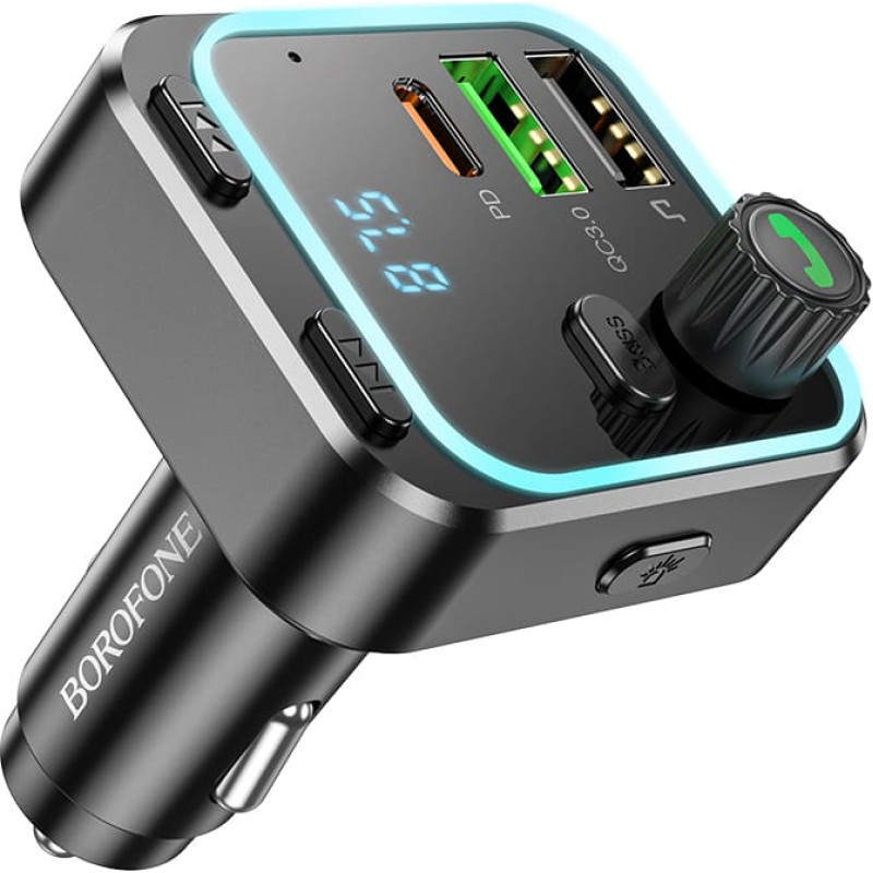 Borofone Transmitter FM BC53 Highway MP3, Bluetooth - 2xUSB + Type C - QC 3.0 18W PD 20W black