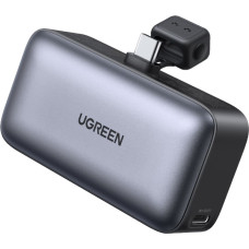 Ugreen Powerbank 5000mAh integrētais USB-C (vīrietis) / USB-C (sieviešu) savienotājs - pelēks