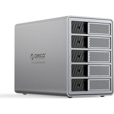 Orico 9858T3 Thunderbolt 3 5 nodalījumu 2,5 collu/3,5 collu SATA HDD/SSD disku masīvs — pelēks
