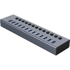 Orico BT2U3-13AB centrmezgls ar 13x USB-A slēdžiem — pelēks