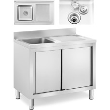 Royal Catering Vienas bļodas gastronomiskā baseina izlietne ar bīdāmo durvju skapi, kreisajā pusē, 100 x 60 x 95 cm