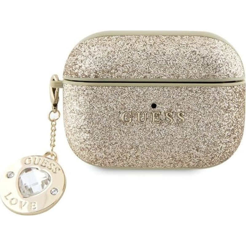 Guess GUAP2PGEHCDD AirPods Pro 2 (2022|2023) cover złoty|gold Fixed Glitter Heart Diamond Charm