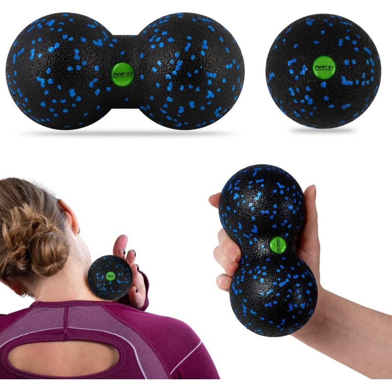 Neo-Sport Bumba + dubultā masāžas bumba - komplekts - NS-997 melna un zila