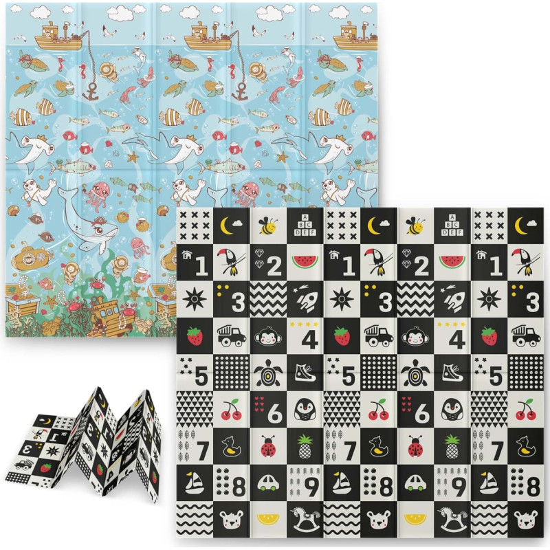 Nukido Izglītojo&scaron;s putu paklājiņ&scaron;, salokāms, 200 x 180 x 1 cm, NK-340, okeāna skaitļi