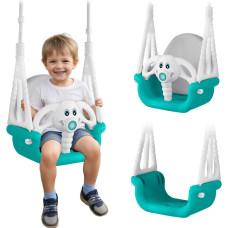 Ricokids Zilonis 3in1 spainīšu šūpoles tirkīza krāsā