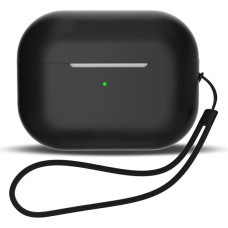 Silicone case for AirPods 1 | AirPods 2 + wrist strap lanyard - black