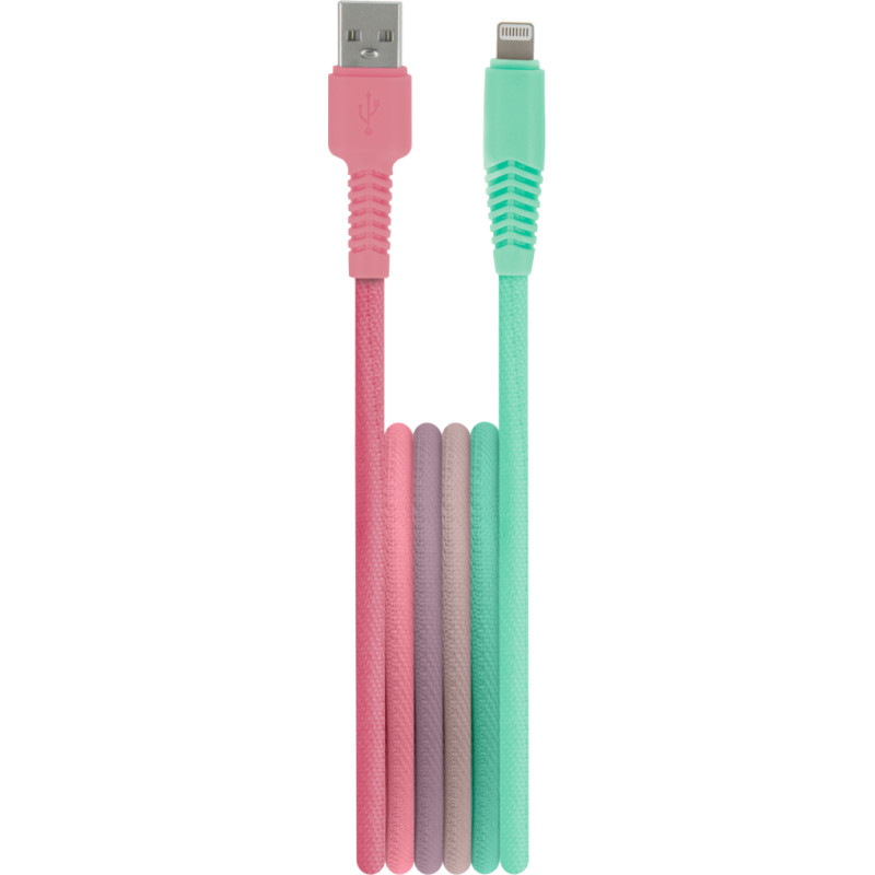 Setty cable USB - Lightning 1,5 m 2,4A KGA-L-1.52420 turquoise-pink gradient