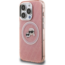Karl Lagerfeld IML K&CH Heads Repeated Logo MagSafe Case for iPhone 15 Pro Max Pink