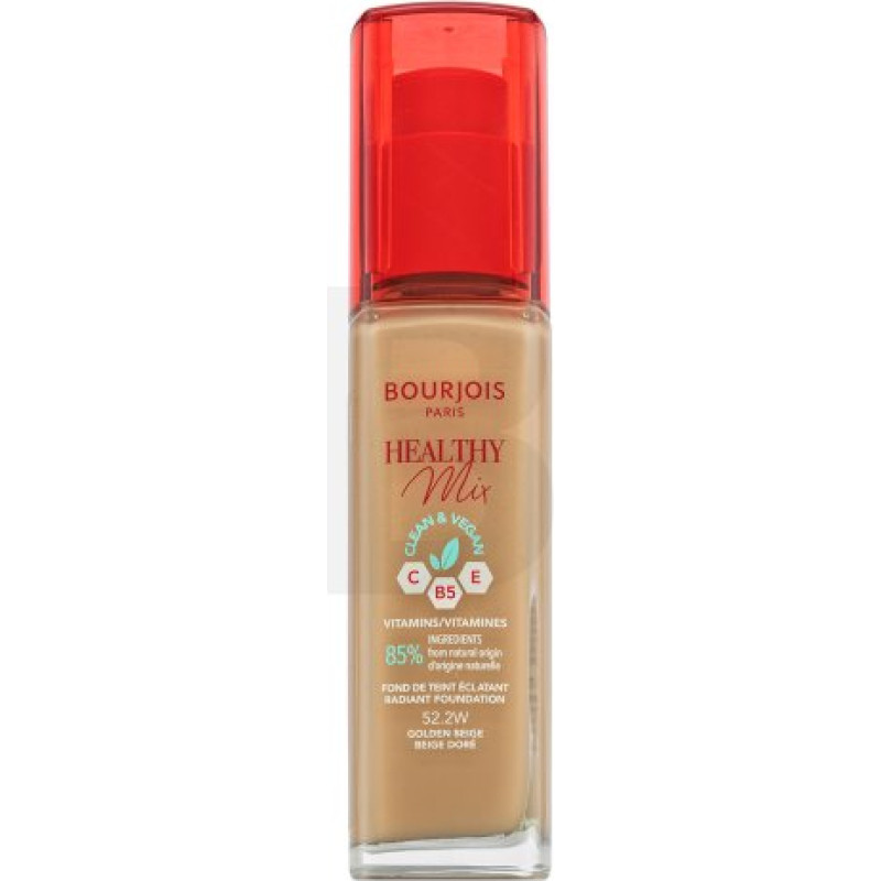 Bourjois Healthy Mix Clean & Vegan Radiant Foundation šķidrais grims ādas toņa izlīdzināšanai 52.2W Golden Beige 30 ml