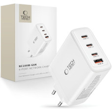 Tech-Protect GaN 3x USB-C PD USB-A QC 100W sienas lādētājs - balts