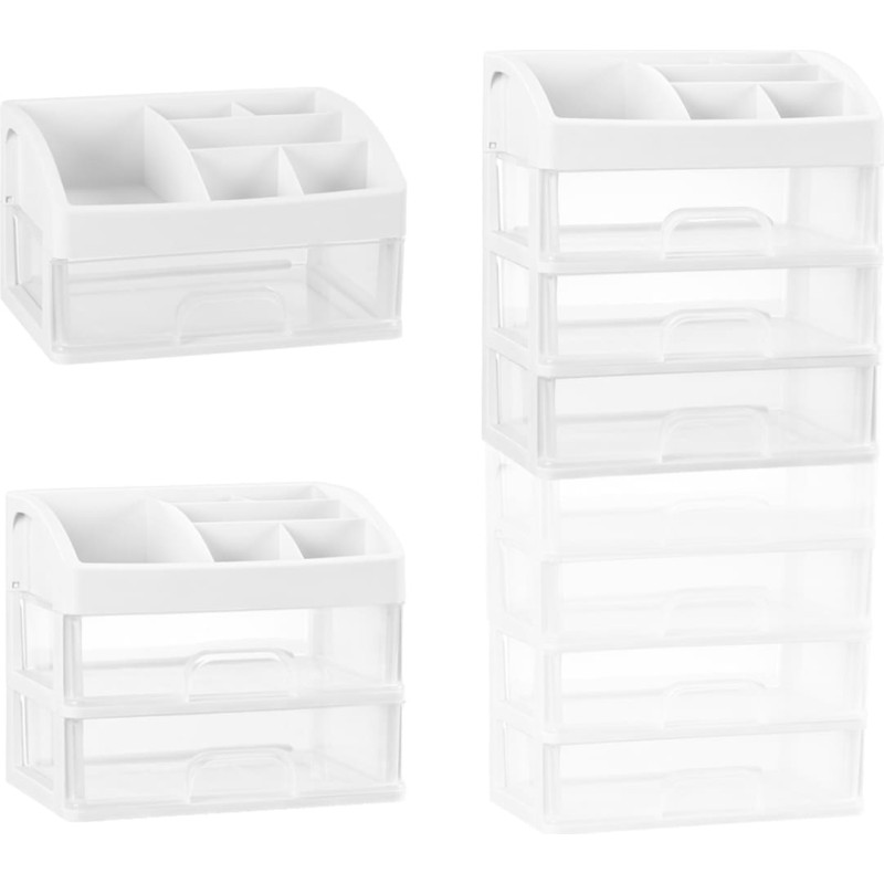 Retoo Vannas istabas organizators kosmētikai un rotaslietām, 3 atvilktnes, 6 nodalījumi - balts