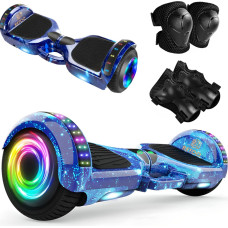 Retoo Elektriskais skrituļdēlis Hoverboard ar Bluetooth skaļruni, LED gaismu un aizsargiem 6,5 collas