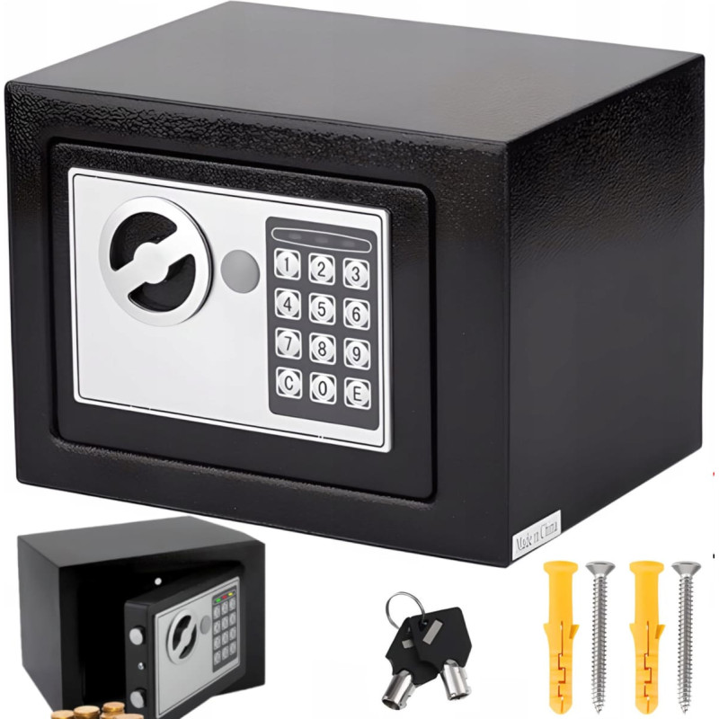 Retoo Elektroniskais seifs ar atslēgas kodu mājām vai birojam STAL 23 x 17 x 17 cm