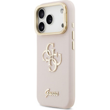 Guess PU Grained 4G Logo Stand Camera Frame Case for iPhone 17 Pro Pink