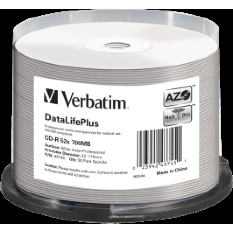 Matricas CD-R Verbatim 700MB 1x-52x DataLifePlus 50 Pack Spindle