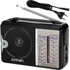 Retoo Pārnēsājams FM radio, darbināms ar baterijām vai elektrotīklu