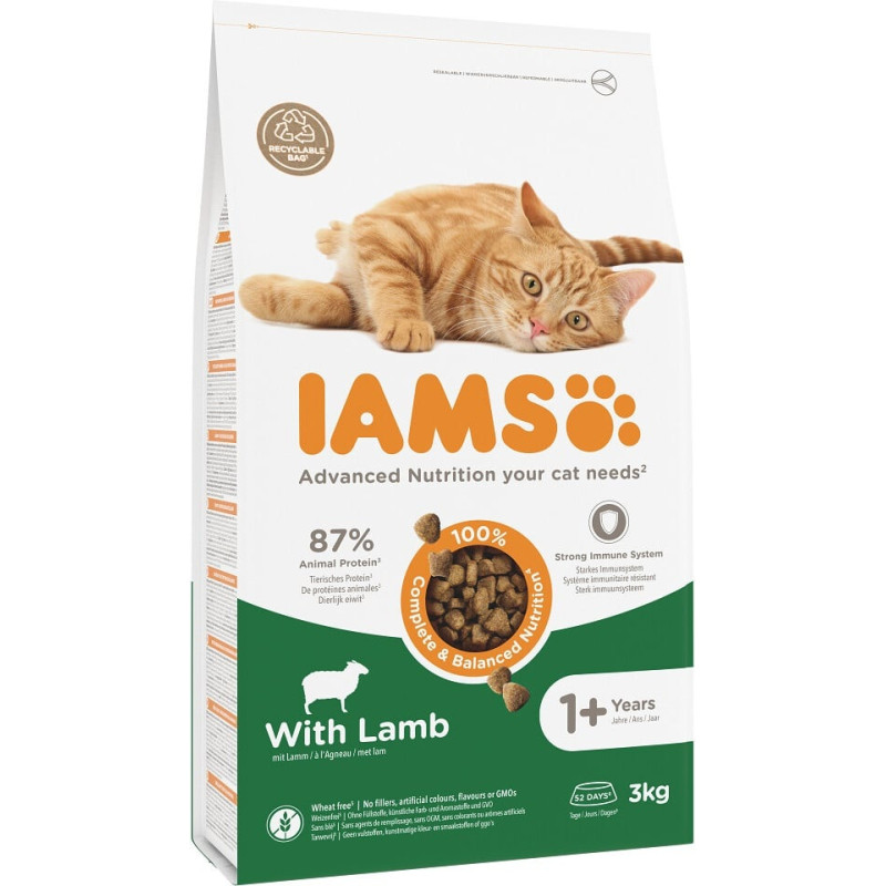 Iams Sausā barība kaķiem - IAMS CAT ADULT LAMB, 3 kg