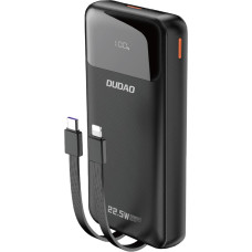 Dudao Powerbank 20000mAh 22.5W PD USB-C USB-A ar iebūvētiem iPhone Lightning USB-C kabeļiem - melns