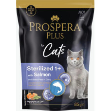 Prospera Plus Konservi kaķiem - Prospera Plus, Cat Pouch Sterilized 1+, Salmon and Peas, 85 g