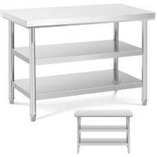Royal Catering Nerūsējo&scaron;ā tērauda darba galds ar 2 plauktiem 120x70 cm