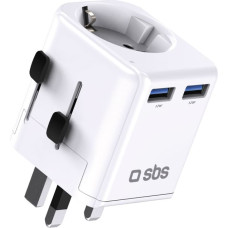 SBS universal travel adapter - EU 2xUSB-A - white