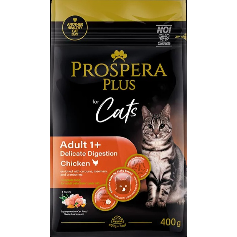Prospera Plus Barība kaķiem – Prospera Plus Adult 1+ Chicken Delicate Digestion, 0,4 kg