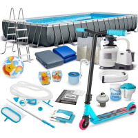 Intex Dārza rāmja baseins 975 x 488 x 132 cm 21 in 1 26374 + BEZMAKSAS skrejritenis