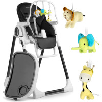 Nukido Belo melns barošanas krēsliņš ar galdiņu un rotaļlietu stieni