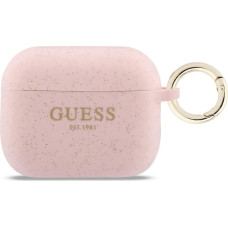 Case Guess Silicone Glitter Ring for AirPods Pro 3 pink
