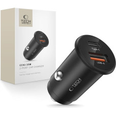 Tech-Protect CC02 35W Car Charger 2-Port USB-C | USB-A - Black