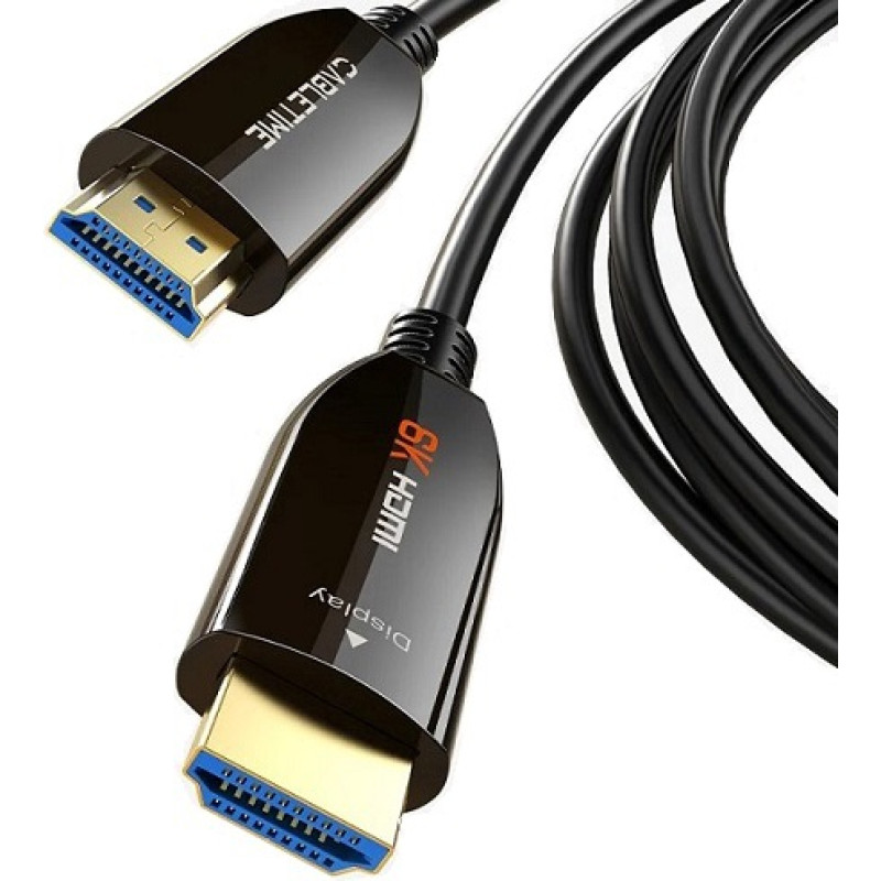 Cabletime Aktīvais optiskās &scaron;ķiedras kabelis HDMI 2.1, 8K, 60Hz, 30m, 48Gbps, apzeltīts