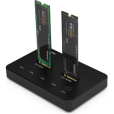 Extradigital SSD divu ligzdu dokstacija M.2 NVME+SATA, USB-A, USB-C