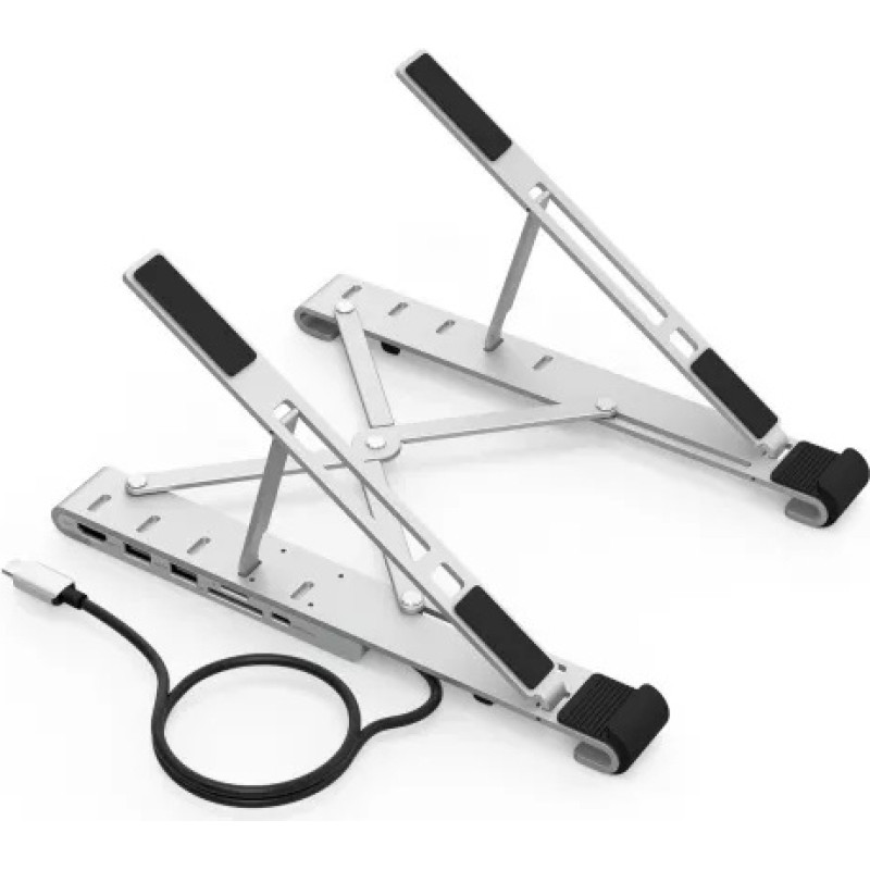 Choetech Klēpjdatora statīvs CHOETECH ar USB C tipa 7 portu centrmezglu