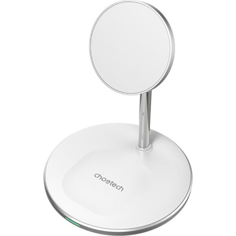 Choetech Magnētiskais bezvadu lādētājs ar statīvu CHOETECH, 2in1, 15W, balts