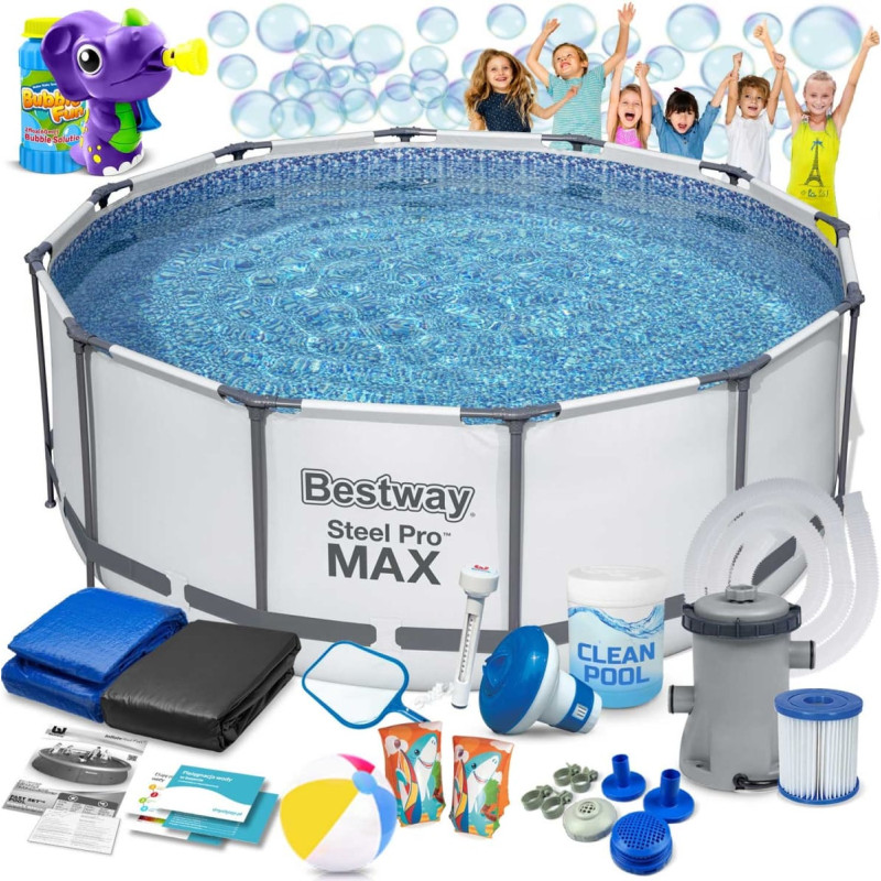 Bestway Dārza rāmja baseins 427 x 84 cm 17-in-1 56595 + burbuļu ma&scaron;īna BEZ MAKSAS