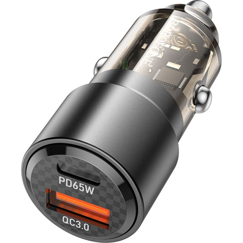 Borofone Car charger BZ20A Smart - USB + Type C - QC 3.0 PD 83W transparent-black