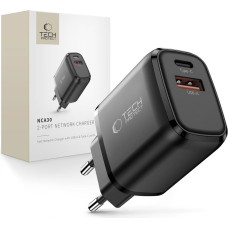 Tech-Protect USB-A USB-C NCA30 PD QC 30W sienas lādētājs - melns