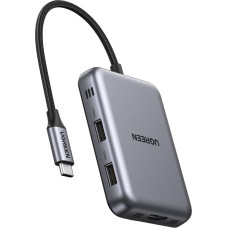 Ugreen 7-in-1 USB-C uz HDMI centrmezgls USB-C USB-A SD TF - pelēks