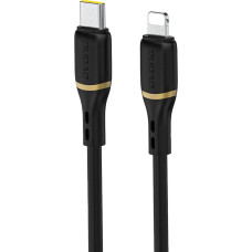 Dudao USB-C - iPhone Lightning kabelis ar silikona pinumu 30W 1m - melns