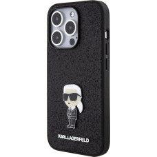 Karl Lagerfeld Fixed Glitter Metal Ikonik Case for iPhone 15 Pro Black