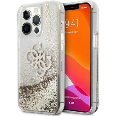 GUHCP13LLG4GGO Guess TPU Big 4G Liquid Glitter Gold Case for iPhone 13 Pro Transparent