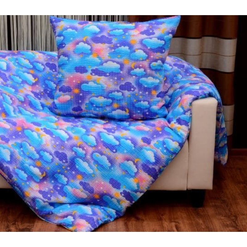 Gultasveļa no mizas 180x200 raksts 110 Mākoņi ar pogām 100% bieza kokvilna