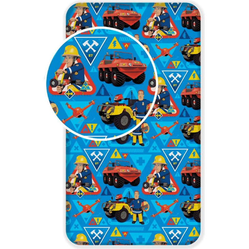 Kokvilnas palags 90x200 Fireman Sam 0624 Fire Brigade bērniem