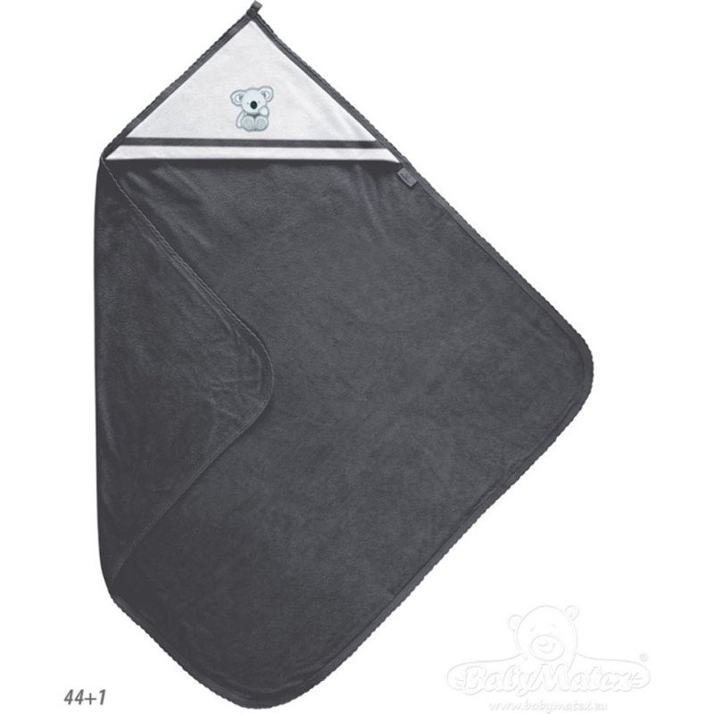 Bērnu vannas dvielis 100x100 MAXI grafīta balts krāsa 44+01 ar dekoratīvu aplikāciju