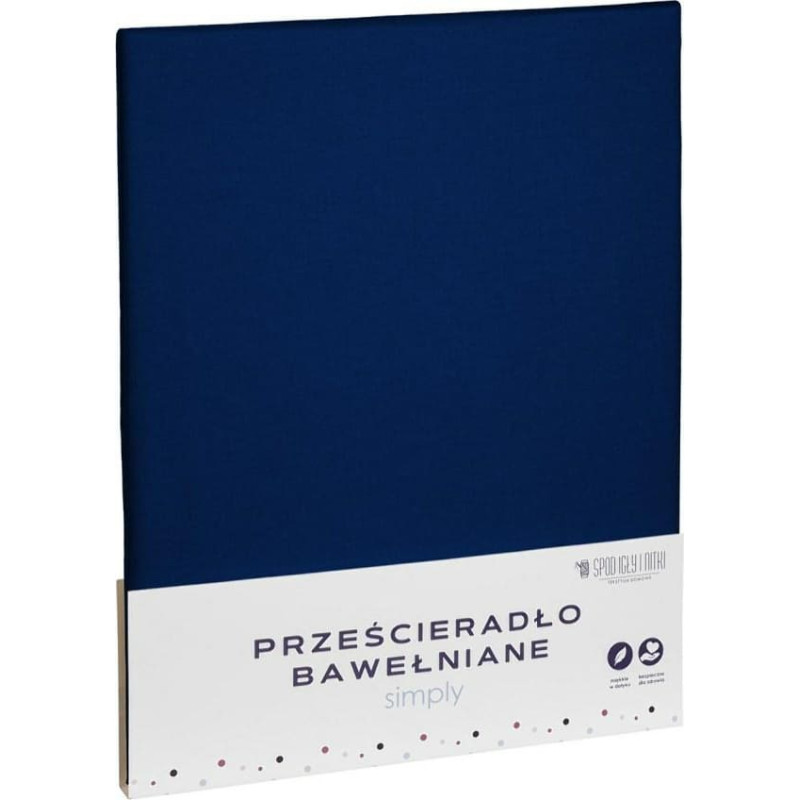 Kokvilnas palags 180x200 tumši zils vienkāršs Simply